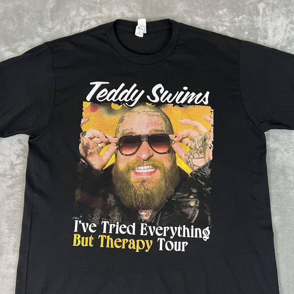 Teddy Swims Shirt Mens Large Black Everything But Therapy Tour Graphic Tee